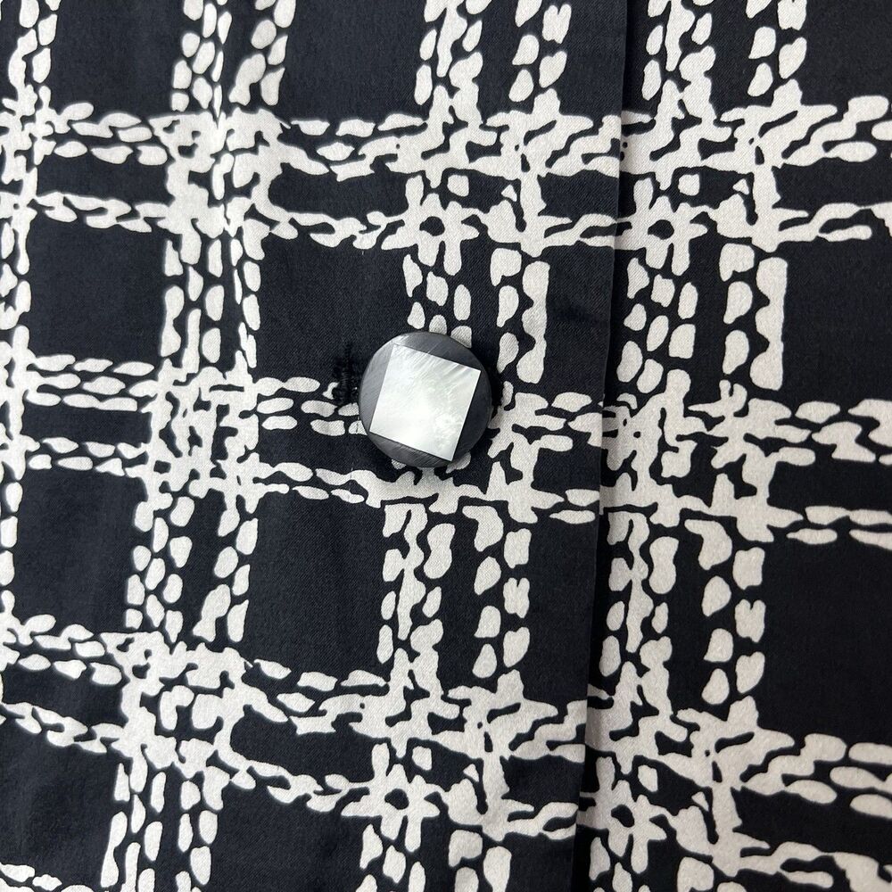 August Silk Vintage 100% Silk Blazer Black & White Women’s M - Picture 3 of 9